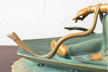 大仏師　長田晴山　一葉観音　ブロンズ像　487/950(R-052571)