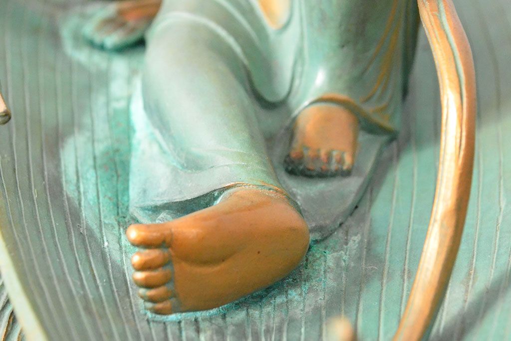 大仏師　長田晴山　一葉観音　ブロンズ像　487/950(R-052571)