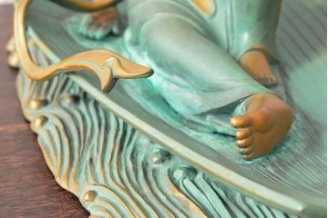 大仏師　長田晴山　一葉観音　ブロンズ像　487/950(R-052571)