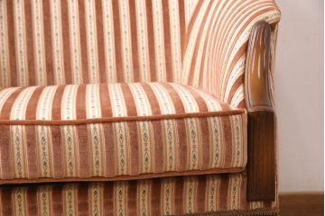 中古　美品　神戸洋家具　メープル不二屋　ころんとした可愛いデザインが魅力の1人掛けソファ(ラウンジチェア、1P、一人掛け)(R-052572)