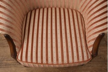 中古　美品　神戸洋家具　メープル不二屋　ころんとした可愛いデザインが魅力の1人掛けソファ(ラウンジチェア、1P、一人掛け)(R-052572)