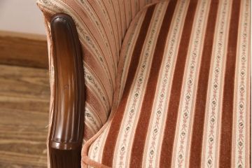 中古　美品　神戸洋家具　メープル不二屋　ころんとした可愛いデザインが魅力の1人掛けソファ(ラウンジチェア、1P、一人掛け)(R-052572)