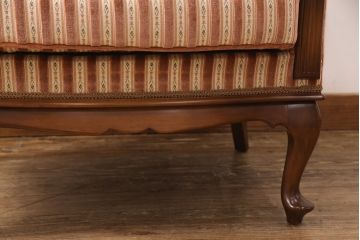 中古　美品　神戸洋家具　メープル不二屋　ころんとした可愛いデザインが魅力の1人掛けソファ(ラウンジチェア、1P、一人掛け)(R-052572)