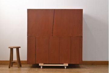中古　前面ケヤキ材　モダンな空間にも取り入れやすい大ぶりな相馬箪笥(和箪笥、重ね箪笥、衣装箪笥、引き出し、チェスト)(R-052573)