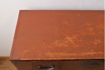 中古　前面ケヤキ材　モダンな空間にも取り入れやすい相馬箪笥・上段(和箪笥、重ね箪笥、衣装箪笥、引き出し、チェスト)(R-052574)