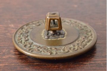 明治〜大正　銅製銅壷(湯釜、陽刻、茶道具、銅壺)(R-052577)
