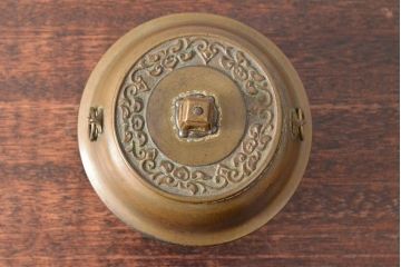 明治〜大正　銅製銅壷(湯釜、陽刻、茶道具、銅壺)(R-052577)