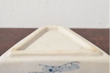 江戸期　古い　富士山型　染付皿5枚(鶴図、変形皿、和食器)(R-052579)