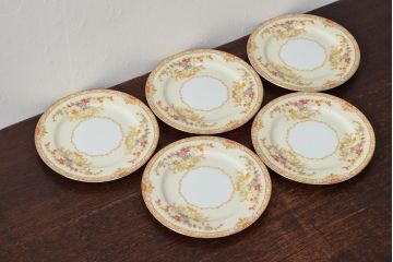 戦前　オールドノリタケ　Noritake　ケーキ皿5枚(洋食器)(R-052581)