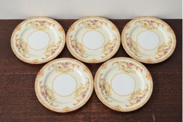 戦前　オールドノリタケ　Noritake　ケーキ皿5枚(洋食器)(R-052581)