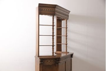 中古　美品　イギリス輸入家具　アンティーク調　大人の空間づくりにぴったりなバーカウンターセット(収納棚、飾り棚、キャビネット、アームチェア)(R-052589)