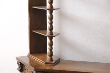 中古　美品　イギリス輸入家具　アンティーク調　大人の空間づくりにぴったりなバーカウンターセット(収納棚、飾り棚、キャビネット、アームチェア)(R-052589)