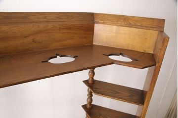 中古　美品　イギリス輸入家具　アンティーク調　大人の空間づくりにぴったりなバーカウンターセット(収納棚、飾り棚、キャビネット、アームチェア)(R-052589)