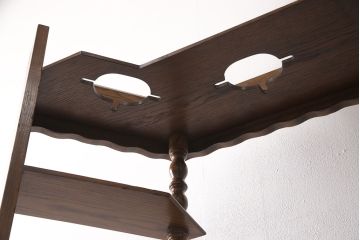 中古　美品　イギリス輸入家具　アンティーク調　大人の空間づくりにぴったりなバーカウンターセット(収納棚、飾り棚、キャビネット、アームチェア)(R-052589)