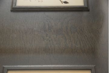 中古　特注品　永田良介商店　天板にはめ込まれた九谷陶板がかわいらしい、ガラス天板付きダイニングテーブル(コンソールテーブル)(R-052597)