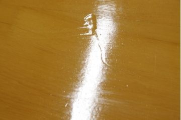 中古　美品　手造り国産家具　総ヒノキ材　木の美しさが感じられるシンプルなダイニングテーブル(作業台、食卓)(R-052612)