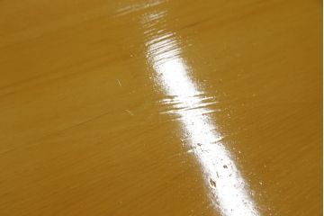 中古　美品　手造り国産家具　総ヒノキ材　木の美しさが感じられるシンプルなダイニングテーブル(作業台、食卓)(R-052612)