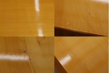 中古　美品　手造り国産家具　総ヒノキ材　木の美しさが感じられるシンプルなダイニングテーブル(作業台、食卓)(R-052612)