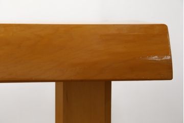 中古　美品　手造り国産家具　総ヒノキ材　木の美しさが感じられるシンプルなダイニングテーブル(作業台、食卓)(R-052612)