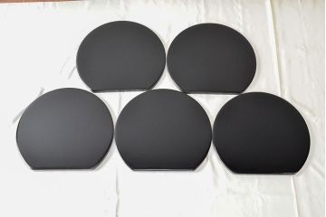 輪島塗　極上本堅地　木製半月膳5客(黒漆、平野漆器店)(R-052620)