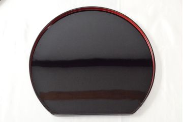 輪島塗　極上本堅地　木製半月膳5客(黒漆、平野漆器店)(R-052620)