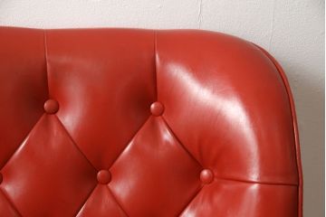 ジャンク品　合皮　富士ファニチア(富士ファニチュア、フジファニチュア、FUJI FURNITURE、富士ファニチャー)　レトロな佇まいのオットマン付きラウンジチェア(1人掛けソファ、イス)(R-052628)