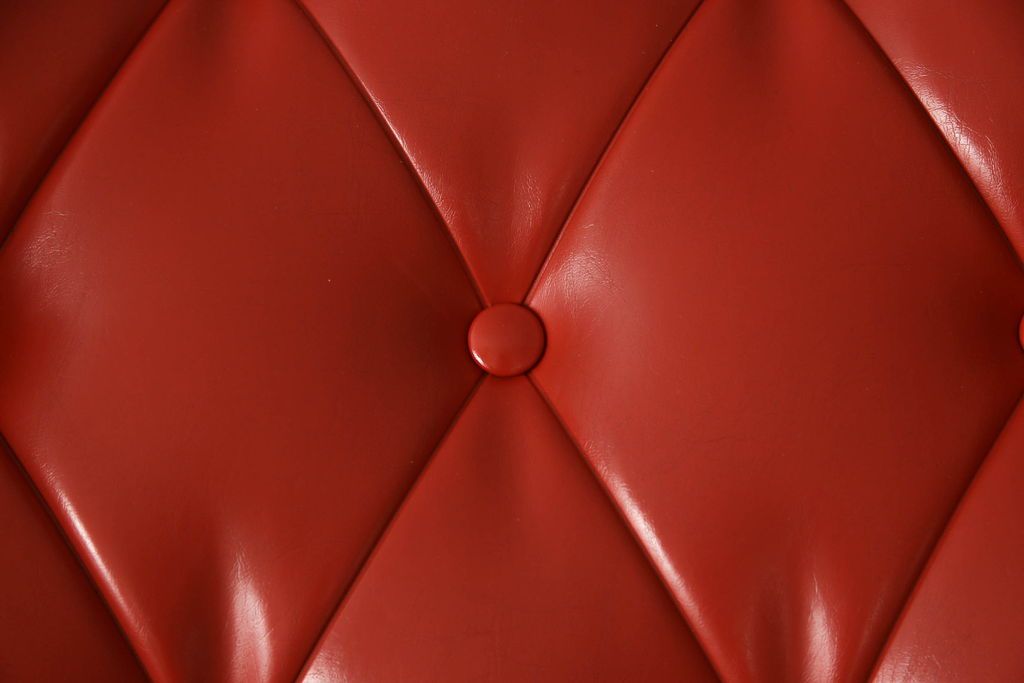 ジャンク品 合皮 富士ファニチア(富士ファニチュア、フジファニチュア、FUJI FURNITURE、富士ファニチャー) レトロな佇まいのオットマン付きラウンジチェア(1人掛けソファ、イス)(R-052628)