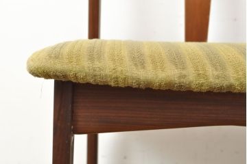 デンマークビンテージ　チーク材　洗練された佇まいが目を引くダイニングチェア2脚セット(イス、椅子、ヴィンテージ、北欧)(R-052635)