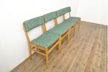 北欧ビンテージ　ビーチ材　ナチュラルなお部屋づくりにぴったりなダイニングチェア4脚セット(イス、椅子、ヴィンテージ)(R-052636)