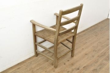ビンテージ家具　北欧家具　エルム材　ペーパーコード　優しげで素朴な雰囲気が魅力のアームチェア(ダイニングチェア、ヴィンテージ)(R-052642)