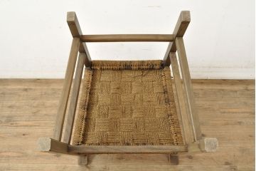 ビンテージ家具　北欧家具　エルム材　ペーパーコード　優しげで素朴な雰囲気が魅力のアームチェア(ダイニングチェア、ヴィンテージ)(R-052642)