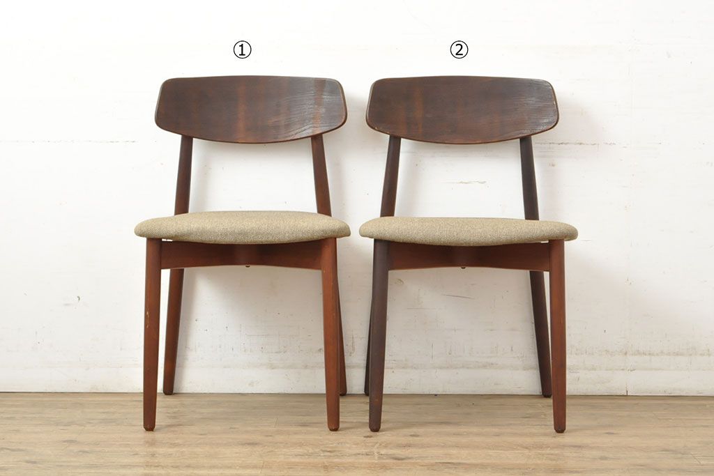 【送料込み】北欧ヴィンテージ チーク　ダイニングチェア② ダイニングチェア2脚セット｜北欧ヴィンテージ｜チーク＋バーチ