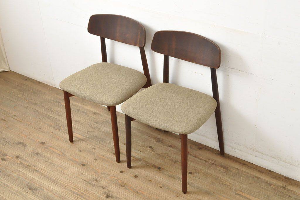 【送料込み】北欧ヴィンテージ チーク　ダイニングチェア② ダイニングチェア2脚セット｜北欧ヴィンテージ｜チーク＋バーチ