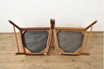 イギリスヴィンテージ　A.H.McIntosh(マッキントッシュ)社　ひと味違ったデザインが目を引くダイニングチェア2脚セット(イス、椅子、ビンテージ)(R-052644)