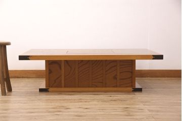 中古　超美品　ケヤキ材　上質な和の空間づくりにぴったりな関西火鉢(木製火鉢、長火鉢、囲炉裏、座卓)(R-052646)