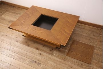 中古　超美品　ケヤキ材　上質な和の空間づくりにぴったりな関西火鉢(木製火鉢、長火鉢、囲炉裏、座卓)(R-052646)