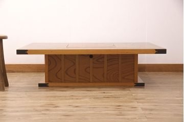 中古　超美品　ケヤキ材　上質な和の空間づくりにぴったりな関西火鉢(木製火鉢、長火鉢、囲炉裏、座卓)(R-052646)