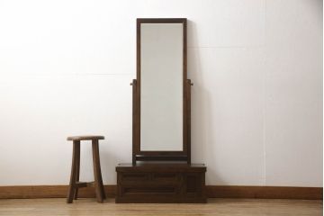 中古　松本民芸家具　直線的でシンプルなデザインが美しい鏡台(ドレッサー)(R-052648)