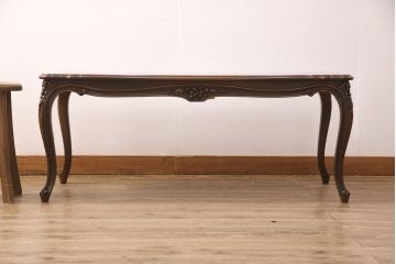 和製ビンテージ　美品　カリモク家具(karimoku)　domani(ドマーニ)　Louis(ルイ)XVシリーズ　曲線が美しいセンターテーブル(リビングテーブル、ヴィンテージ)(R-052657)