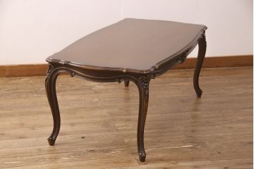 和製ビンテージ　美品　カリモク家具(karimoku)　domani(ドマーニ)　Louis(ルイ)XVシリーズ　曲線が美しいセンターテーブル(リビングテーブル、ヴィンテージ)(R-052657)