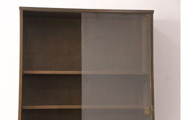 和製ビンテージ　maruni(マルニ木工)　クラシカルな佇まいが魅力的なビューローブックケース(収納棚、本箱、キャビネット、ワークデスク、ヴィンテージ、在宅用、在宅ワーク)(R-052661)