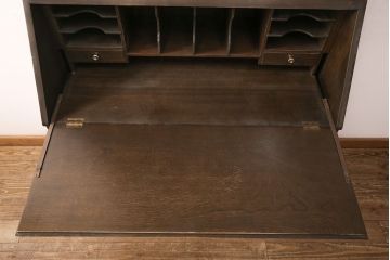 和製ビンテージ　maruni(マルニ木工)　クラシカルな佇まいが魅力的なビューローブックケース(収納棚、本箱、キャビネット、ワークデスク、ヴィンテージ、在宅用、在宅ワーク)(R-052661)