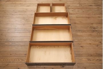和製ビンテージ　maruni(マルニ木工)　クラシカルな佇まいが魅力的なビューローブックケース(収納棚、本箱、キャビネット、ワークデスク、ヴィンテージ、在宅用、在宅ワーク)(R-052661)