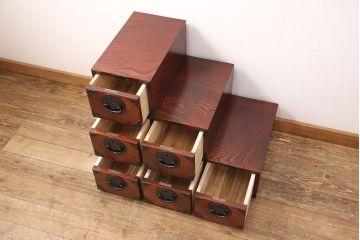 中古　岩谷堂箪笥　レア!　組み合わせで形が変わるユニット型階段箪笥(和タンス、引き出し、チェスト)(R-052671)