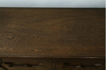 和製ビンテージ　永田良介商店　テレビ台にリメイク　幾何学模様のデザインが目を引くローボード　(R-052673)