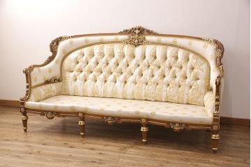 中古　極美品　フラテリ・オリッジ(FRATELLI ORIGGI)(旧マリオ・コルチャゴ)　ロココ調のデザインが上品な3人掛けソファ(定価約120万円)(三人掛けソファ)(R-052678)