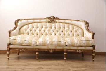 中古　極美品　フラテリ・オリッジ(FRATELLI ORIGGI)(旧マリオ・コルチャゴ)　ロココ調のデザインが上品な3人掛けソファ(定価約120万円)(三人掛けソファ)(R-052679)