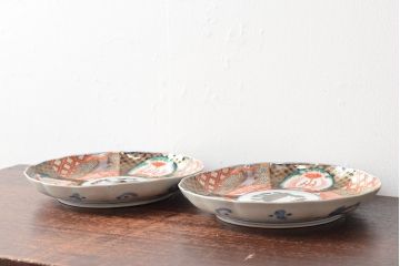 幕末〜明治　伊万里焼　色絵錦手　八寸皿2枚(和食器)(R-052680)
