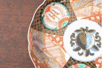 幕末〜明治　伊万里焼　色絵錦手　八寸皿2枚(和食器)(R-052681)