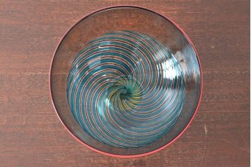 1988　イタリア　ベネチアングラス　コンポート(サラダボウル、作家物、サイン有、ムラノ、ヴェネチアンガラス)(R-052683)